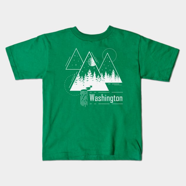 Washington Mountain Evergreens Shirt Kids T-Shirt by RKP'sTees